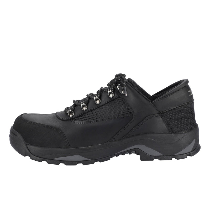 Zeba Industrial Black Genuine Leather Steel Toe Work Shoes men's hands-free sneaker, product photo